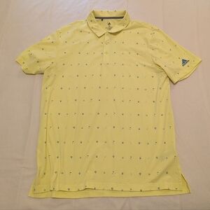 Adidas Men's Light Yellow Polo with Blue Accents
